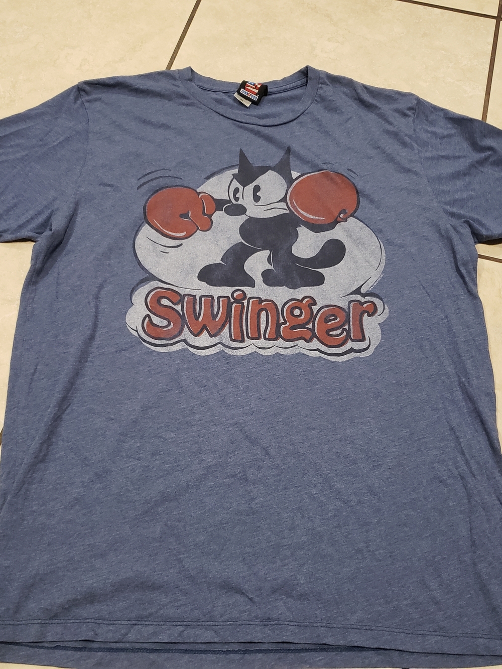 Junk Food Clothing Blue 'Swinger' Boxing Cat Graphic Tee